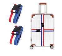 MyyYiTar Luggage Straps Suitcase Belt Travel Accessories, Heavy Duty Strap, 2-Pack Blue-White-Red 2M