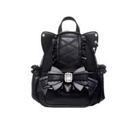 MYZCYBFC Cute lace cat ear backpack student schoolbag bow mini backpack girls lace shoulder bag (Black)