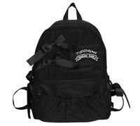 MYZCYBFC Japanese girl bow backpack cute college style large capacity backpack pleats fresh and sweet (Black)