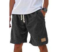 MYZCYBFC Men's Shorts, Retro Breathable Linen Loose Shorts, Fashionable Casual Shorts (Black,L)