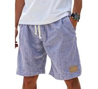 MYZCYBFC Men's Shorts, Retro Breathable Linen Loose Shorts, Fashionable Casual Shorts (Purple,XXL)
