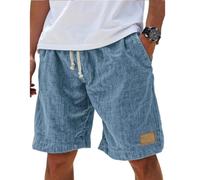 MYZCYBFC Men's Shorts, Retro Breathable Linen Loose Shorts, Fashionable Casual Shorts (Sky Blue,S)