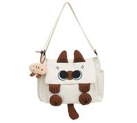 MYZCYBFC Women's cartoon crossbody bag, cute kitten shoulder bag, large capacity student backpack (White)