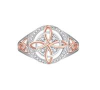 MYZCYBFC Women's Returning Jewel Guardian Ring, Witch's Blessing Pattern, Two-Color Halo Ring (Silver,12)