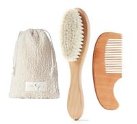 MYZI Baby Hair Brush Set - Soft Baby Brush Set for Newborns, Baby Comb and Brush Set Girl and Boy, Toddler Hair Brush and Toddler Comb - Baby Gift Set