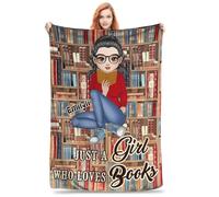 MYZQIFF Custom Name Just A Girl Who Loves Book Reading Throw Blanket, Personalized My Reading Book Wearable Hooded Blanket, Books Lovers Gifts for Read Bookish, Bookworm Literary Gift