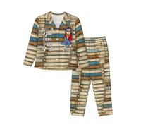 MYZQIFF Just a Girls Who Love Books Pajamas Set for Women Girl, Personalized Book Lover Pajamas Sleepwear, Custom Name Books Reading Lover Long Sleeve Pjs Set Gift for Bookish, Reader, Bookworm