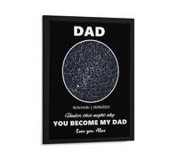 MYZQIFF Personalized Fathers Day DAD DADDY Papa Real Night Sky Star Map Gifts, Custom DAD Star Map Print Canvas Poster,The Night You Become My Daddy.Fathers Day canvas gift for Dad,Daddy,Papa