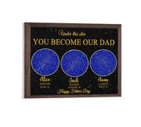 MYZQIFF Personalized Fathers Day DAD DADDY Papa Real Night Sky Star Map Gifts, Custom DAD Star Map Print Canvas Poster,The Night You Become My Daddy.Fathers Day canvas gift for Dad,Daddy,Papa
