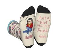 MYZQIFF Personalized I'M Reading Book Socks for Women Reader, Customized Name Just A Girl Who Loves Book Reading Writing Socks Stockings, Books Lovers Gifts for Bookish,Literary Bookworm Gift