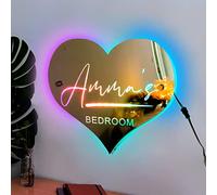 MYZQIFF Personalized Name Bedroom Mirror LED Light Neon Sign with LED Lights, Heart Shape, Custom Name Sign for Bedroom Wall Decor, Personalized Gifts