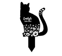 MYZQIFF Personalized Name Cat Memorial Stake, Cat Memorial Garden Stake, Cat Loss Remembrance Stake, Cat Sympathy Sign, Pet Grave Marker, Garden Grave Decor for Pets Outdoors, Flower Cat Grave Stake