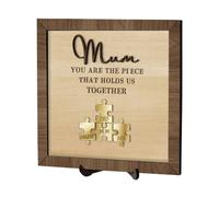 MYZQIFF Personalized Wooden MOM Puzzle Sign Plaque, Wall & Table Decor, Mother's Day Gift, Family Name Puzzle Sign