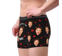 MYZQIFF Property of Custom Name Personalized Valentine's Day Photo Boxers Briefs for Men Him, Custom Funny Boxers Underwear Gift for Boyfriend Husband
