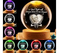 MYZQIFF When You Miss me Have no Fear Personalized Photo Memorial Crystal Globe Lamp, Custom Picture 3D Memory Crystal Ball Night Light Keepsake,Remembrance Sympathy Gift for Loss of Loved Ones