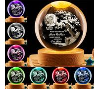 MYZQIFF When You Miss me Have no Fear Personalized Photo Memorial Crystal Globe Lamp, Custom Picture 3D Memory Crystal Ball Night Light Keepsake,Remembrance Sympathy Gift for Loss of Loved Ones
