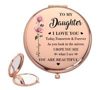 MYZQIFF You Are My Greatest Blessing - Personalized to My Dayghter Compact Mirror from Mom, Custom Name Mothers Day Birth Flower Compact Mirror for Daughter Gift From Mother Mama