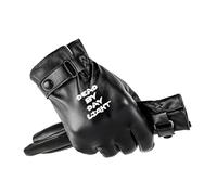 Myzter Leather Gloves Dead Day.lig-ht, Warm Cashmere Lining, Suitable For Cycling And Motorcycles(Black 4)