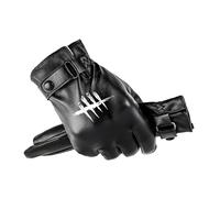 Myzter Leather Gloves Dead Day.lig-ht, Warm Cashmere Lining, Suitable For Cycling And Motorcycles(Black 1)