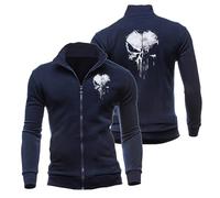 Myzter Windproof Mens Casual Jacket Puni-she.r, Spring Autumn Zip Up Tracksuit Jacket, Outdoor Top Outwear with Multi Pockets, Autumn(DarkBlue,S)