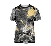 MYZTTZR Fenrir Wolf T-shirt, Nordic Mythology Comics Harajuku Summer Short Sleeve 3D Print Viking Shirt,Fenrir Wolf,XXL