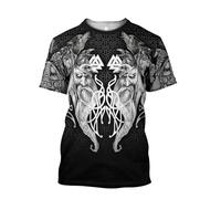 MYZTTZR Fenrir Wolf T-shirt, Nordic Mythology Comics Harajuku Summer Short Sleeve 3D Print Viking Shirt,Odin God,4XL