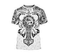 MYZTTZR Fenrir Wolf T-shirt, Nordic Mythology Comics Harajuku Summer Short Sleeve 3D Print Viking Shirt,Mjölnir Rune,5XL