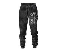 MYZTTZR Men's Autumn/Winter Casual Sports Trousers Viking 3D Tattoo Print Odin Raven Skull Valhalla Medieval Gift,Norse Mythology,3XL