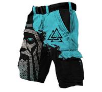 MYZTTZR Men's Summer Shorts Viking 3D Tattoo Print Odin Fenrir Skull Valhalla Athletic Casual Gift (Belt Not Included),Odin God,M
