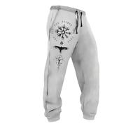 MYZTTZR Men's Summer Viking Loose-Fit Trousers Nordic Mythology Tattoo Casual Fashion Trend Valhalla Medieval Gift,Viking Compass,4XL