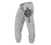 MYZTTZR Men's Summer Viking Loose-Fit Trousers Nordic Mythology Tattoo Casual Fashion Trend Valhalla Medieval Gift,Norse Runes,S
