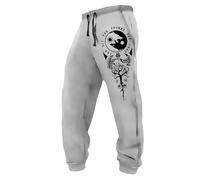 MYZTTZR Men's Summer Viking Loose-Fit Trousers Nordic Mythology Tattoo Casual Fashion Trend Valhalla Medieval Gift,Fenrir Wolf,XL