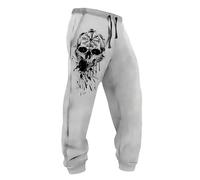 MYZTTZR Men's Summer Viking Loose-Fit Trousers Nordic Mythology Tattoo Casual Fashion Trend Valhalla Medieval Gift,skull,S