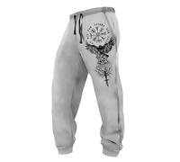 MYZTTZR Men's Summer Viking Loose-Fit Trousers Nordic Mythology Tattoo Casual Fashion Trend Valhalla Medieval Gift,Raven,4XL