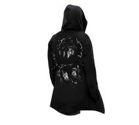 MYZTTZR Nordic Myth 3D Mid-Length Hooded Cardigan for Men Viking Runes Retro Fashion Personality Biker Trend Women's Capes,Fenrir Wolf,XL