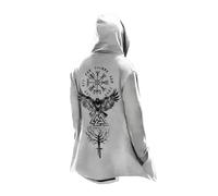 MYZTTZR Nordic Mythology 3D Hooded Cardigan for Men Viking Tattoo Print Fenrir Odin Raven Vintage Fashion Fall Jacket Medieval Gift,Odin Raven,M