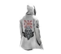 MYZTTZR Nordic Mythology 3D Hooded Cardigan for Men Viking Tattoo Print Fenrir Odin Raven Vintage Fashion Fall Jacket Medieval Gift,Odin,5XL