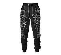MYZTTZR Nordic Mythology 3D Printed Men's Sports Trousers Viking Retro Tattoo Celtic Knot Cosplay Odin Raven Valhalla Medieval,Norse Mythology,3XL