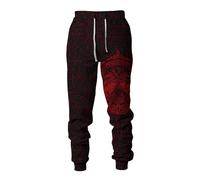 MYZTTZR Nordic Mythology 3D Printed Men's Sports Trousers Viking Retro Tattoo Celtic Knot Cosplay Odin Raven Valhalla Medieval,Norse Runes,XL