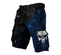 MYZTTZR Nordic Mythology 3D Tattoo Men's Shorts Odin Skull Raven Print Sports Casual Beach Outdoor Valhalla Gift,Skull,M