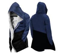 MYZTTZR Nordic Mythology Men's Fleece-Lined Thickened Autumn/Winter Hooded Jacket Viking 3D Tattoo Valhalla Medieval, Odin Raven,L