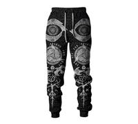 MYZTTZR Nordic Mythology Men's Sports Pants Viking 3D Tattoo Print Fenrir Wolf Odin God Retro Fashion Medieval Gift,Valhalla,5XL