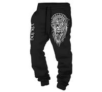 MYZTTZR Nordic Mythology Men's Trousers Viking 3D Printed Tattoo Odin Raven Skull Retro Personality Women's Sports Trousers,Odin God,L