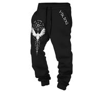 MYZTTZR Nordic Mythology Men's Trousers Viking 3D Printed Tattoo Odin Raven Skull Retro Personality Women's Sports Trousers,Raven,4XL