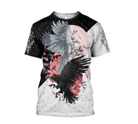 MYZTTZR Nordic Mythology Summer Short Sleeve Ultra-thin Quick Dry Casual T-shirt Sons Of Odin Gift,Hugin Munin,S