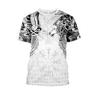 MYZTTZR Nordic Mythology Summer Short Sleeve Ultra-thin Quick Dry Casual T-shirt Sons Of Odin Gift,Raven and Wolf,XXL