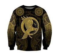 MYZTTZR Odin Raven,3XL, Nordic Sweatshirt Crew Neck Long Sleeve Spring Summer Quick-Drying Anime Shirts 6 Pictorial 8 Size Medieval Warriors Gift Cosplay Costume