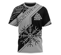 MYZTTZR Odin T-Shirt for Mens, 3D Print Nordic Berserker Summer Crew Neck Short Sleeved Shirt Casual Holiday Dad Gift,Helm of Awe,5XL