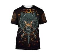 MYZTTZR Odin T-Shirt for Mens, 3D Print Nordic Berserker Summer Crew Neck Short Sleeved Shirt Casual Holiday Dad Gift,Sköll,5XL