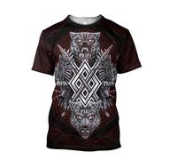 MYZTTZR Ragnar T-shirt Norse Myths Tattoo Summer Quick Dry Casual Short Sleeves Shirt Cosplay Costume,Hugin Munin Geri Freki,4XL